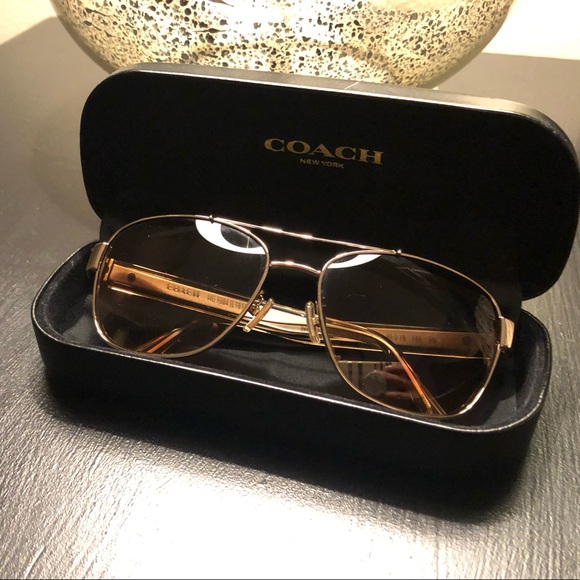 Authentic 100% Coach signature aviator sunglasses - Picture 1 of 8